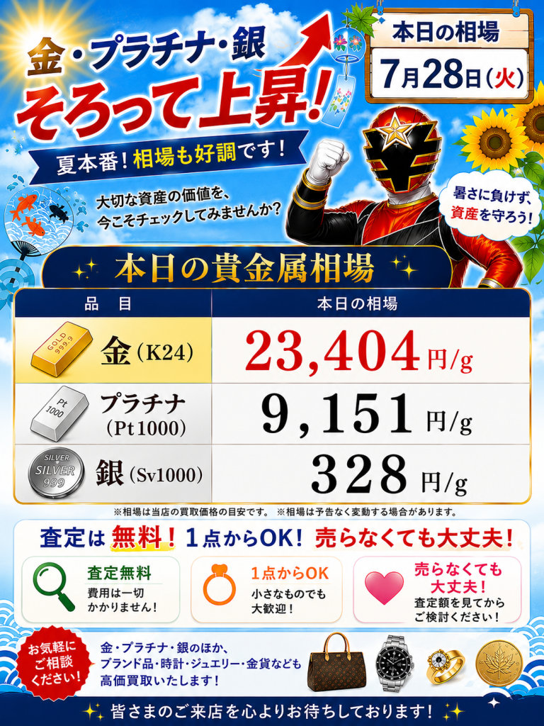 2026年7月28日金相場！！！