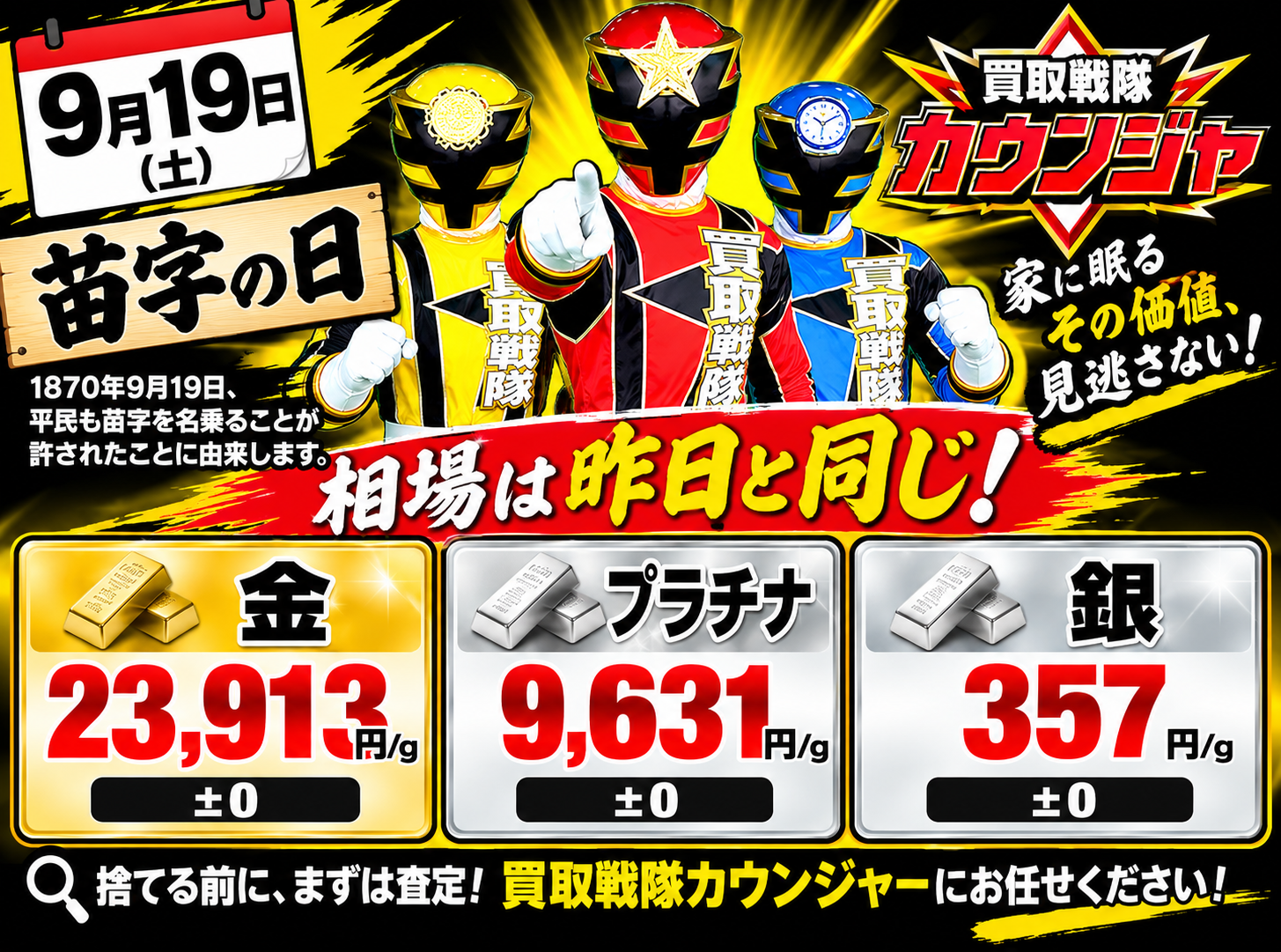 9月19日　金相場